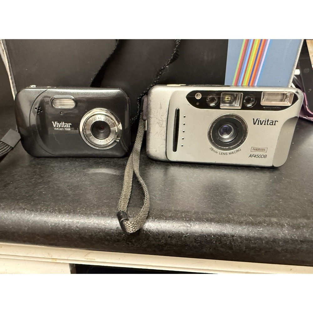 Vintage Vivitar AF450DB 35mm Film + ViviCam 7028 Digital Camera Box Lot